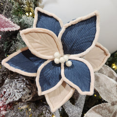 Taupe and Navy Poinsettia Stem 19"