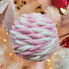 4" Pink and White Braided Ball