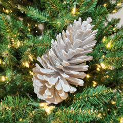 18" Large White Glitter Pinecone Stem