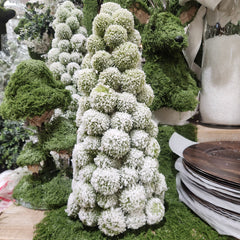 16" Green Snow Pom Pom Topiary Cone