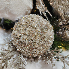 Champagne and white pearl ball 5"