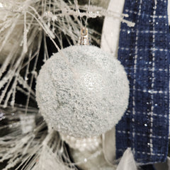 Frosted blue ball with snow effect 4"