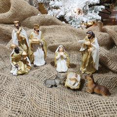 Ensemble de figurines de la Nativité dorées, 8 pièces 4,7"